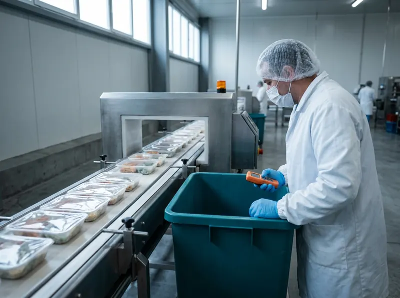 Auditor and plant quality manager comparing GFSI scheme requirements at a production line